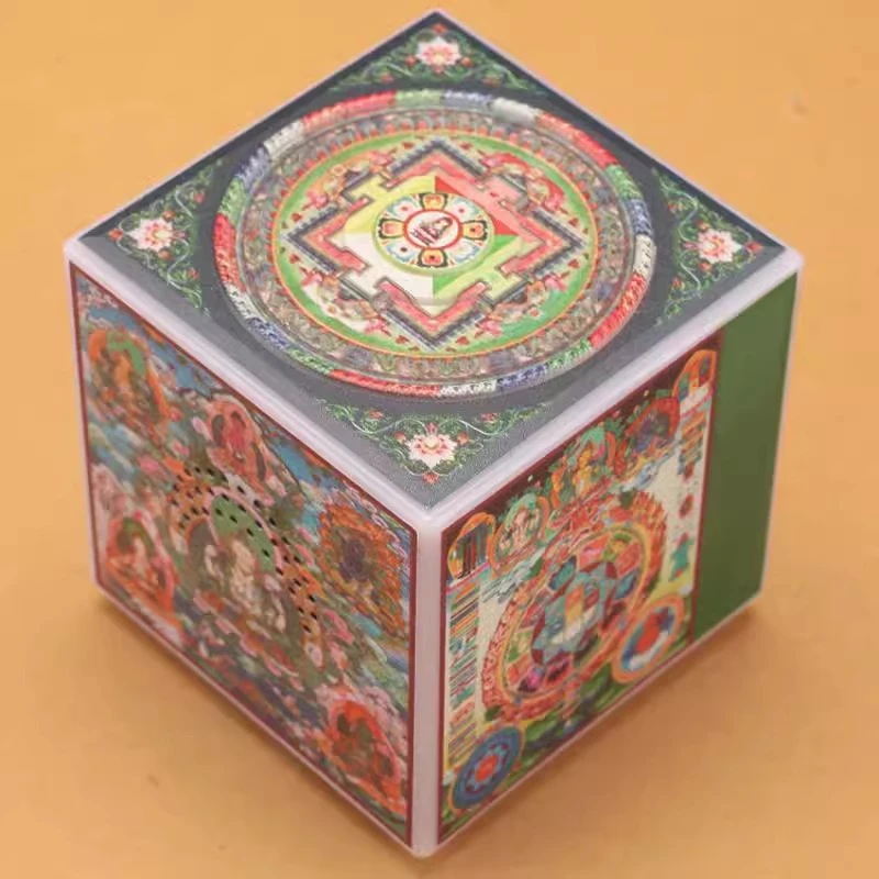 藏族坛城播放白塔内置金西藏迷你发光创意装饰音乐摆件五方彩色