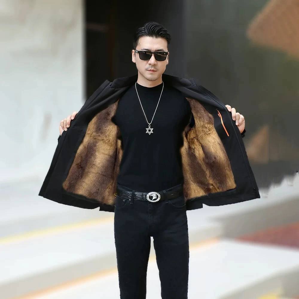 貂毛内胆男装外套真皮草内胆皮毛一体爆款常规款新款派克服男款