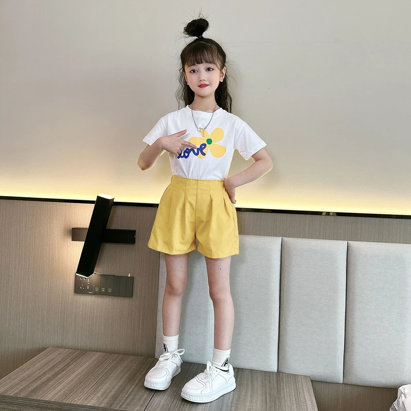 女童套装夏装2025新款洋气时髦中大童女孩薄款休闲短袖短裤两件套