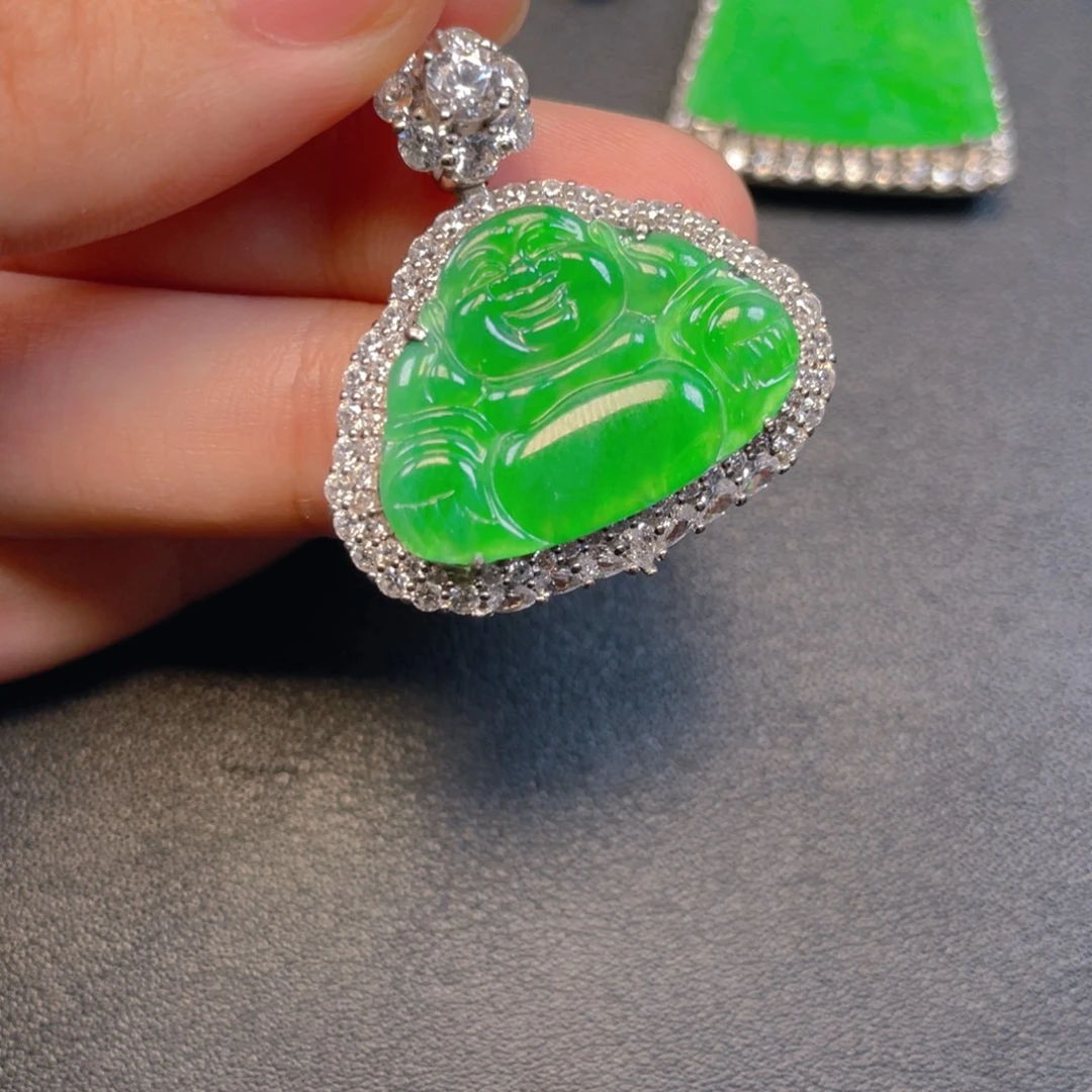 翡翠银S925镶嵌吊坠(不含链)