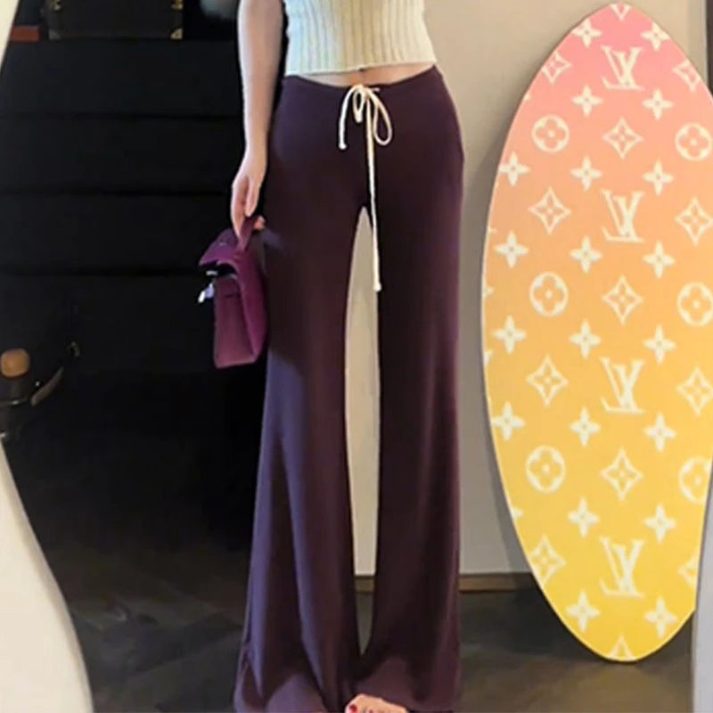 春秋季新款垂垂裤软糯舒适中低腰休闲裤女宽松百搭显瘦直筒遛弯裤