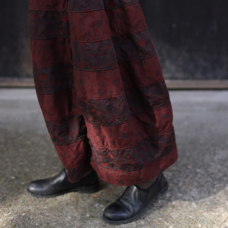 慢慢变蓝原创 四季款 精致提花棉拼接花苞裙知性优雅百搭半身裙