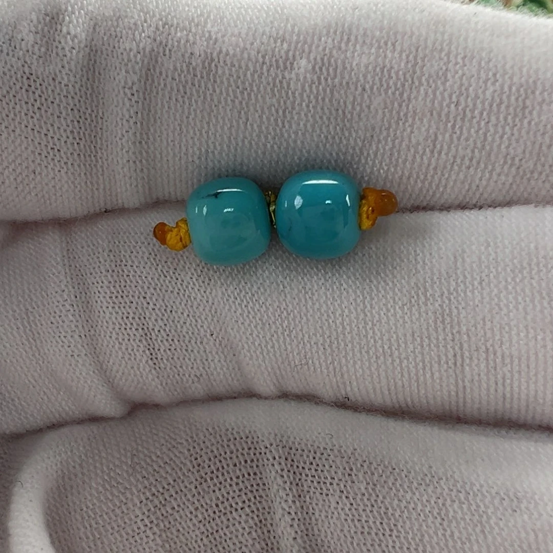 未镶嵌绿松石老型对珠6.4mm