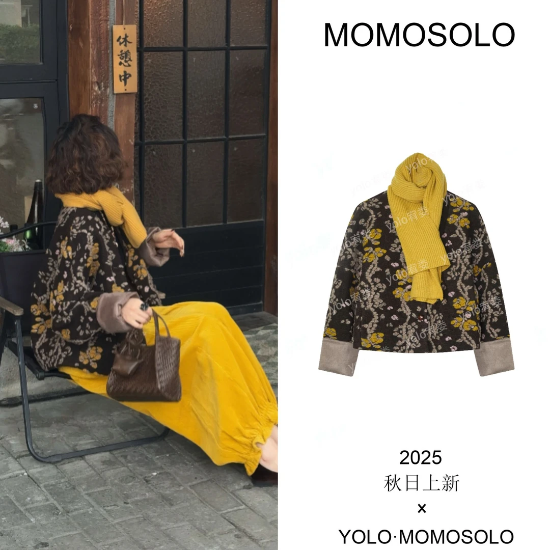 •兆雪•2025秋冬手工重磅羊毛钩花加厚围巾两件套上衣外套259169