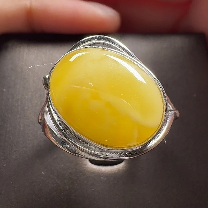 蜜蜡银S925镶嵌戒指戒指