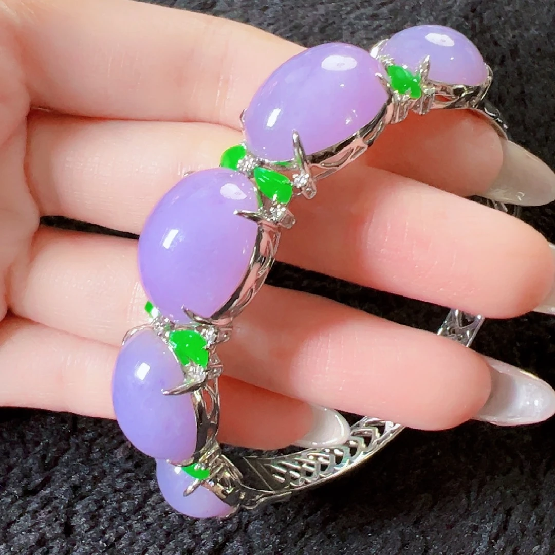 翡翠18K金镶嵌手镯签收后24小时鉴赏期，过时不退