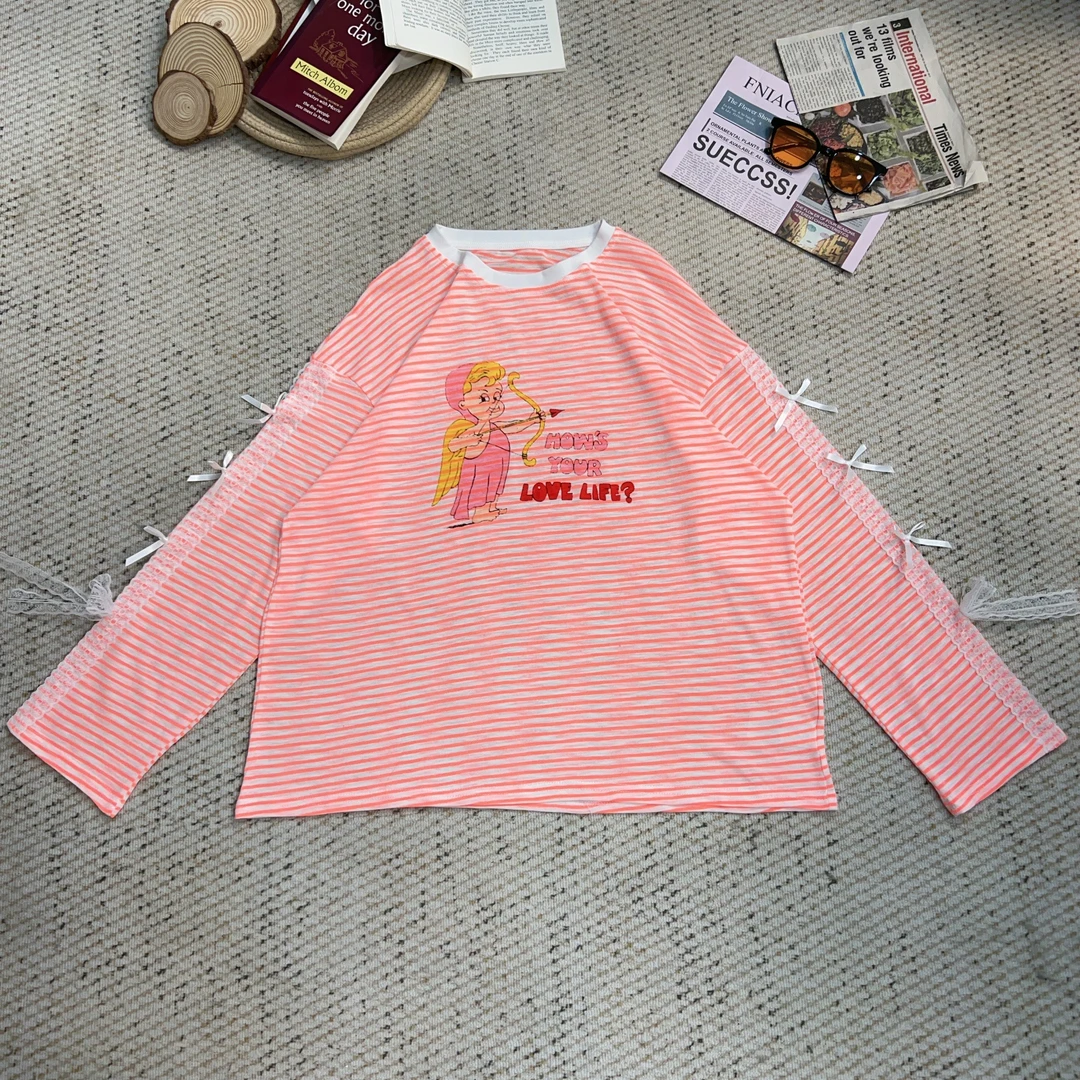 2025夏季新款卡通印花条纹防晒长袖T恤3623
