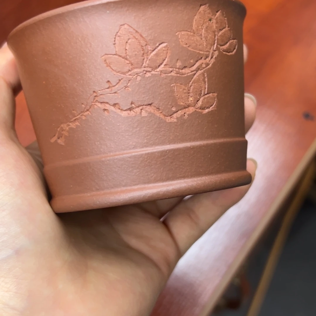茶杯紫砂紫泥制玉兰杯