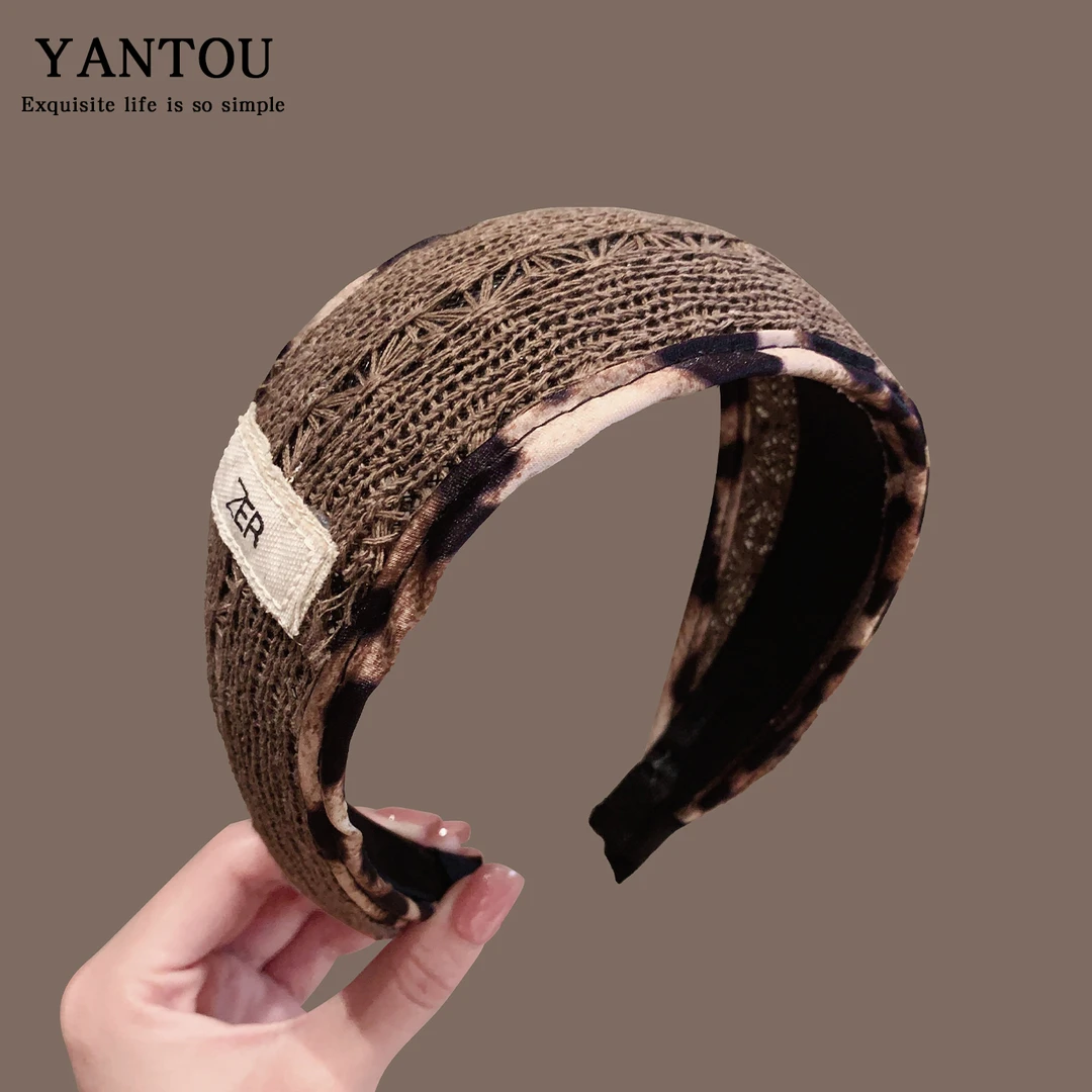 早秋复古豹纹宽边发箍女高端2025新款气质高颅顶头箍日常外出头饰