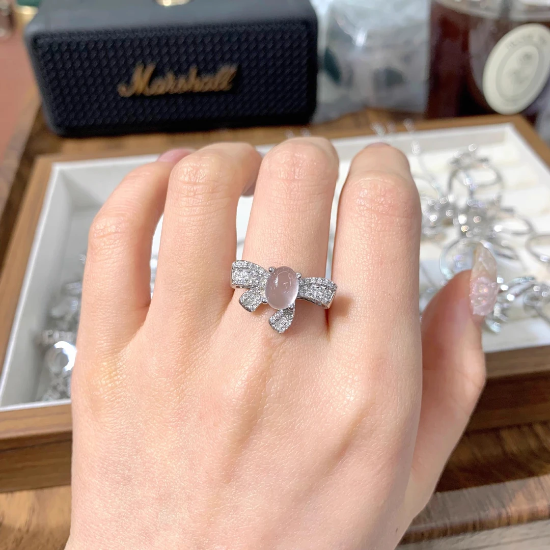 铜合金戒指 新中式蝴蝶蛋面戒指女时尚简约活口小清新指环送闺蜜