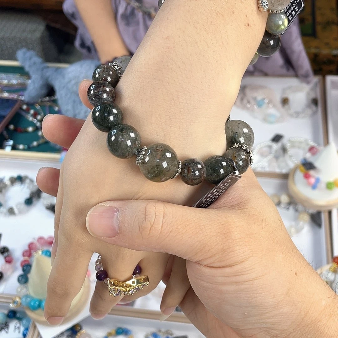 水晶手链银S925镀金镶嵌