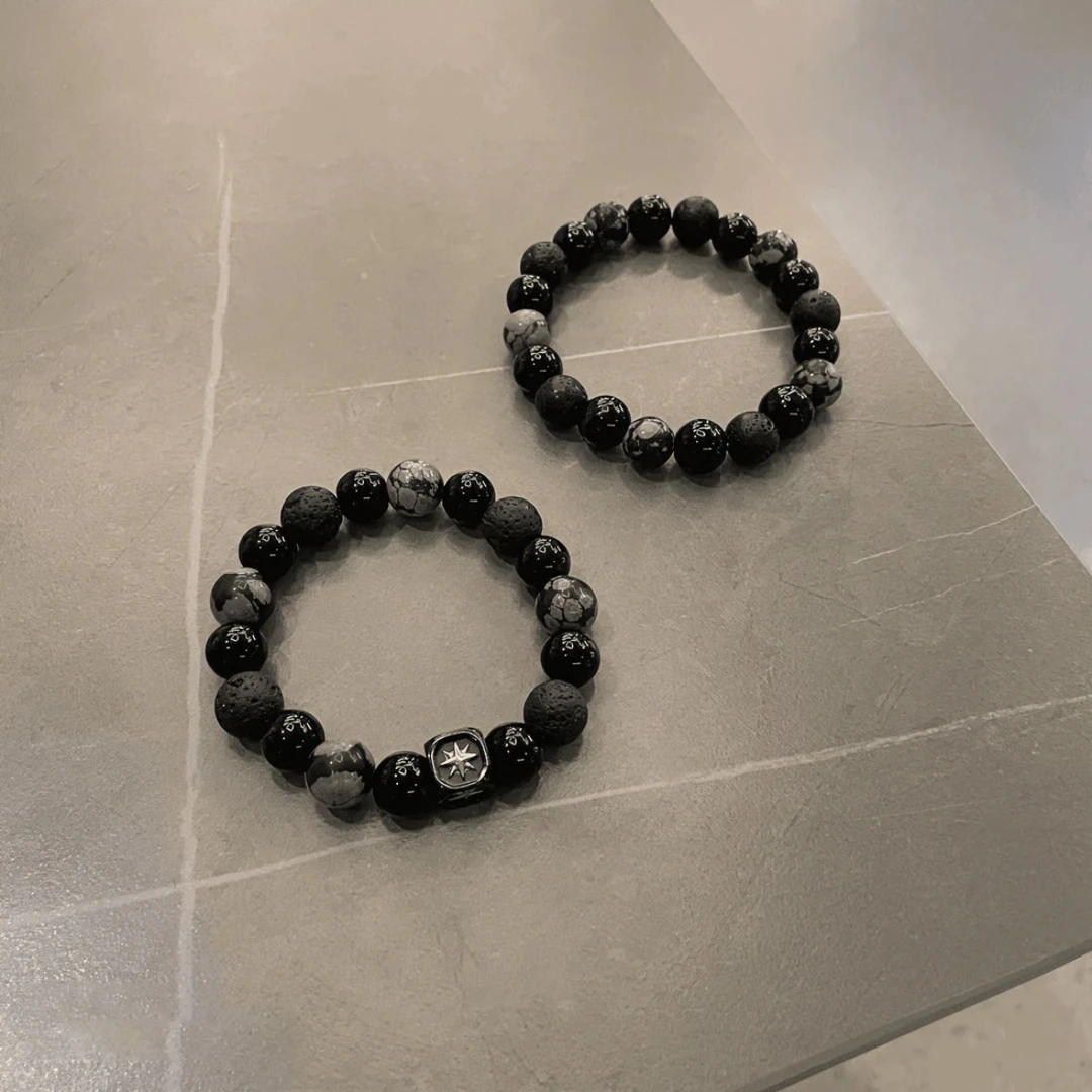 铁合金手链 新中式金芒星手链男女高级感国潮串珠小众设计冷淡风