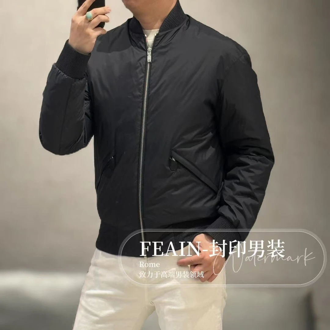 【鹅绒拼真皮】高端男士鹅绒服绵羊皮拼接夹克77808