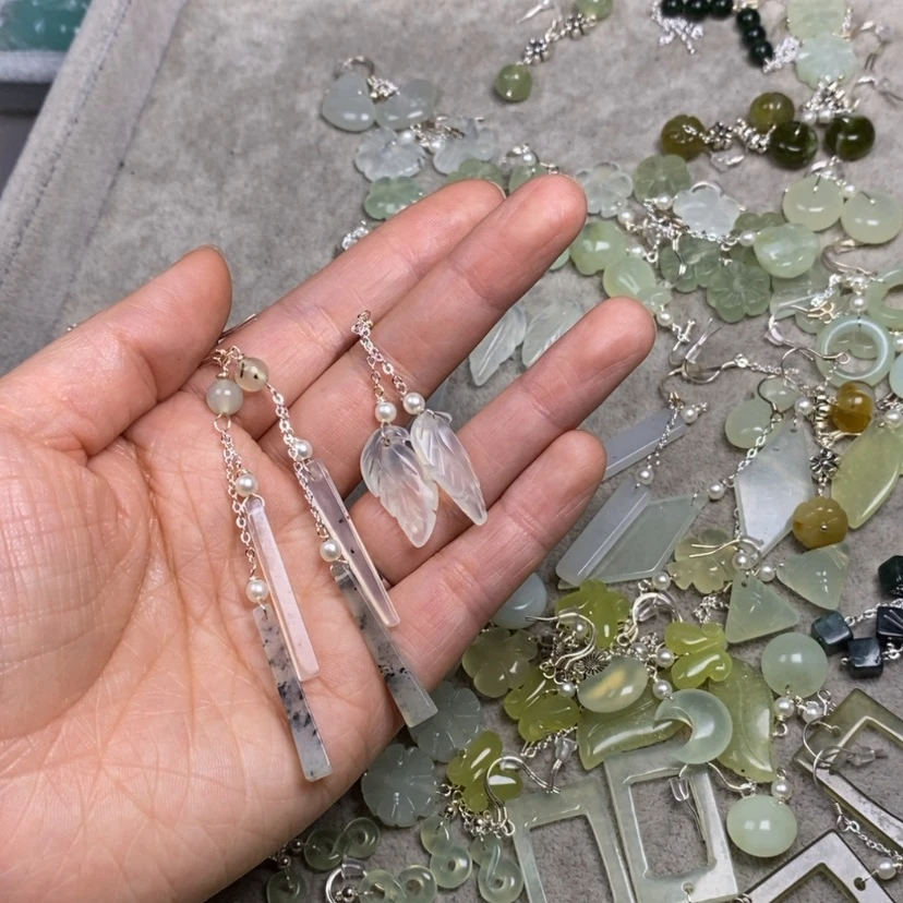 【闪购商品】蛇纹石玉未镶嵌挂件耳饰耳环项链哦*…