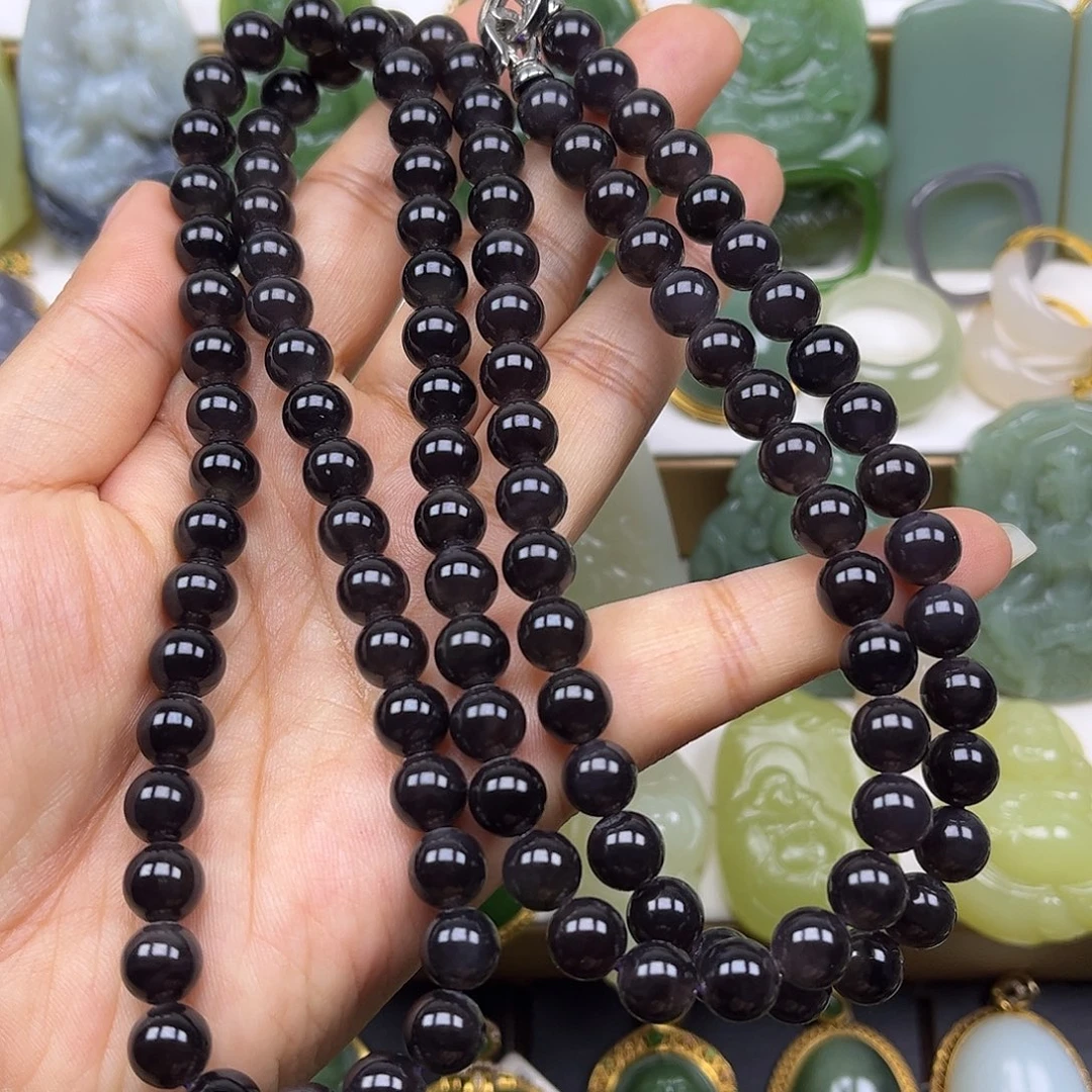 和田玉未镶嵌项链108颗卡8