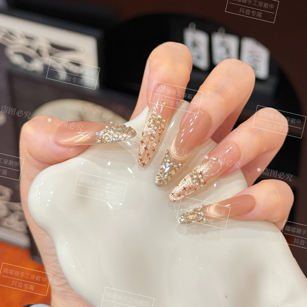 【俄尔甫斯】轻奢显白纯手工穿戴甲光疗甲冰透渐变四季流行10片装