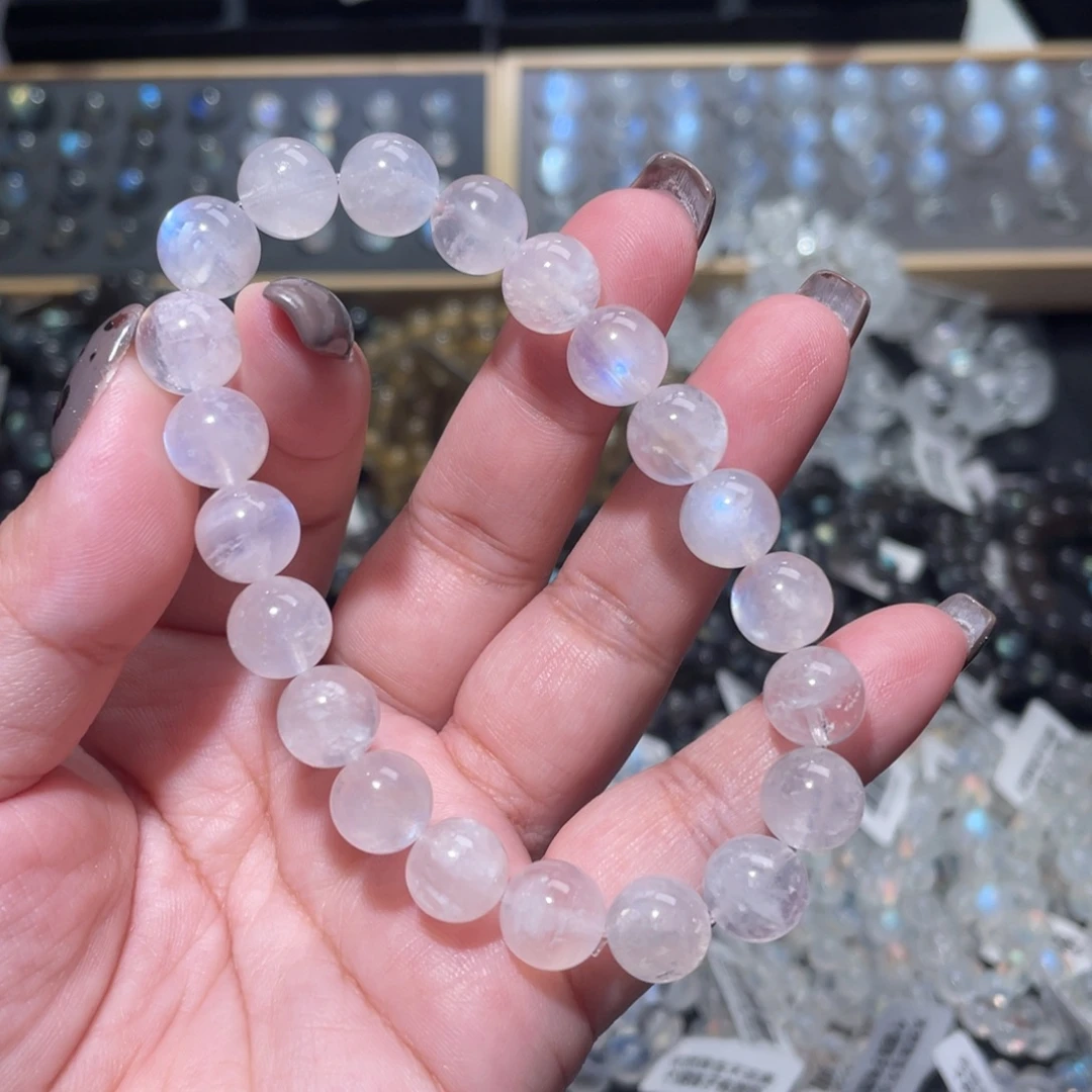 长石手链未镶嵌奶油体蓝月光手链9.5mm+
