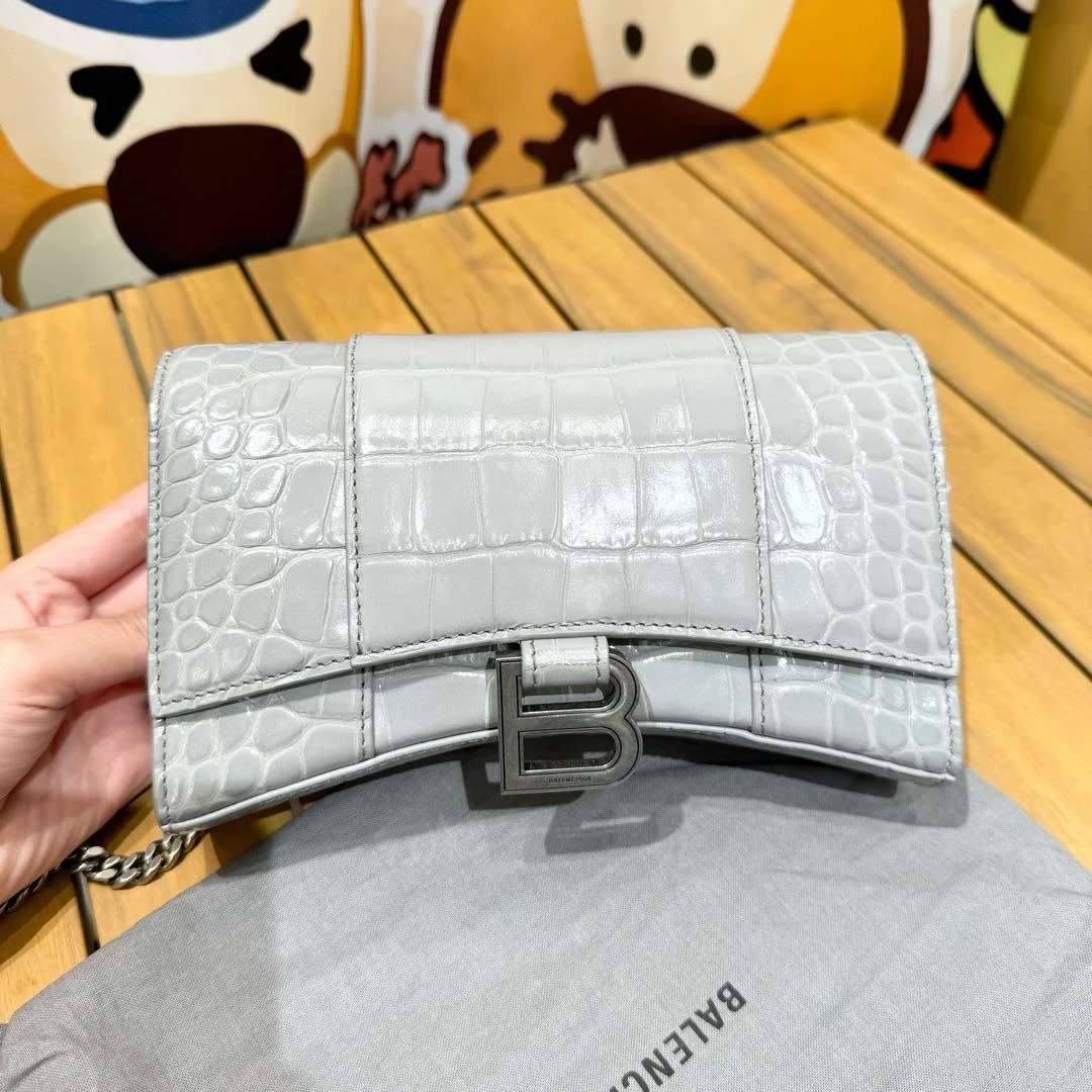 99新 Balenciaga/巴黎世家 灰色压纹沙漏包d4060