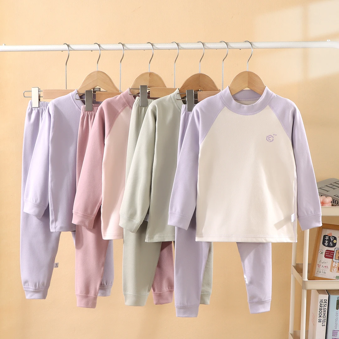 【7A抗菌】320g阳离子小暖皮无骨极简学院风男女童亲子保暖套装