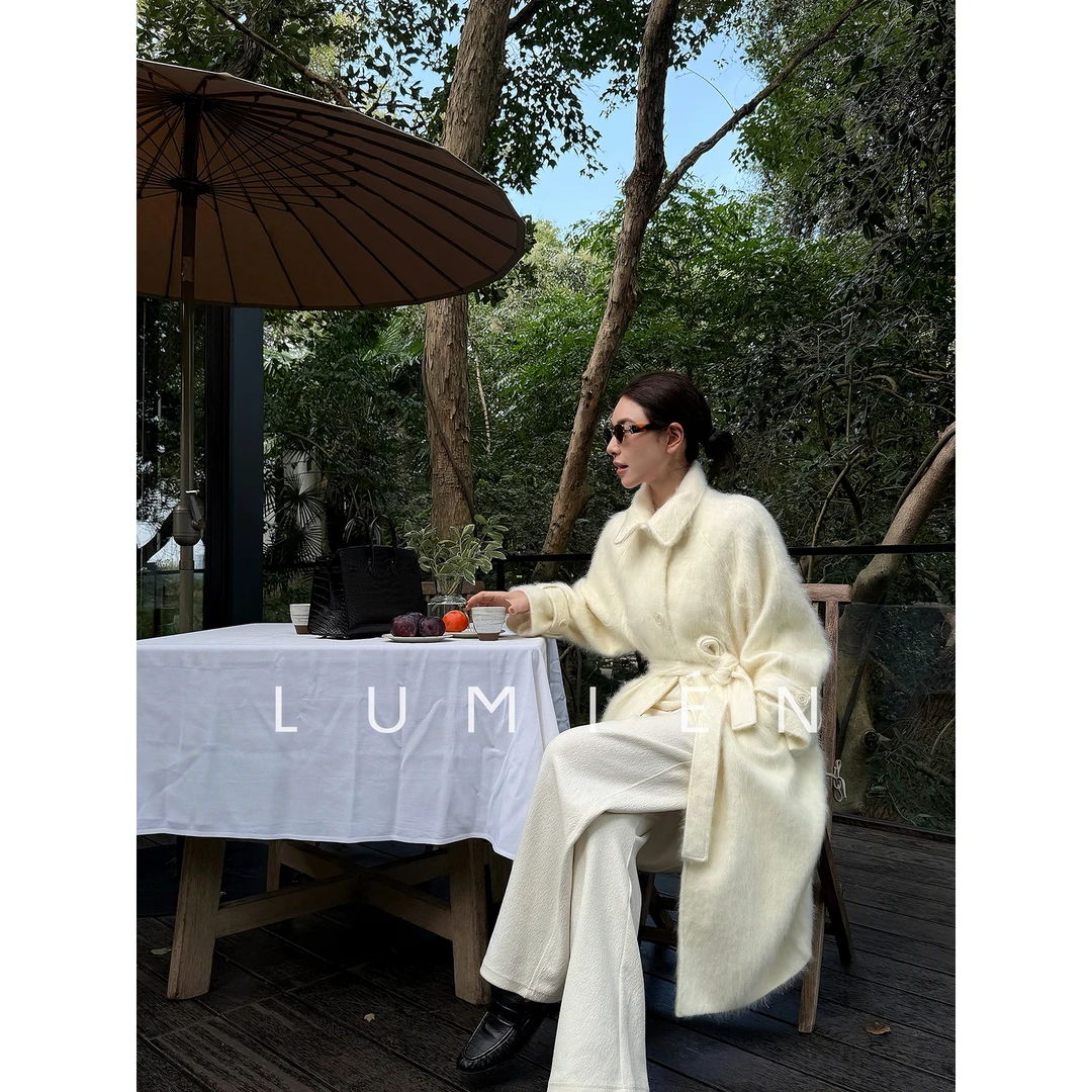 【LUMIEN 新品】中长款翻领气质羊毛羊绒毛呢大衣LX5JDD239