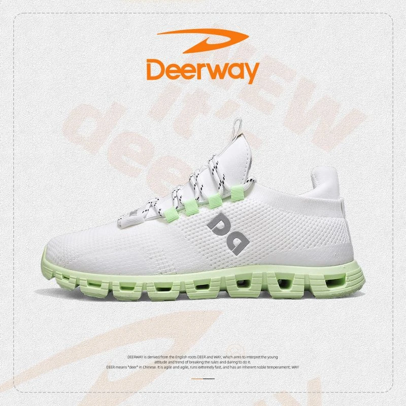 Deerway/德尔惠男鞋2025新款透气网面飞织鞋男士百搭跑步运动百搭