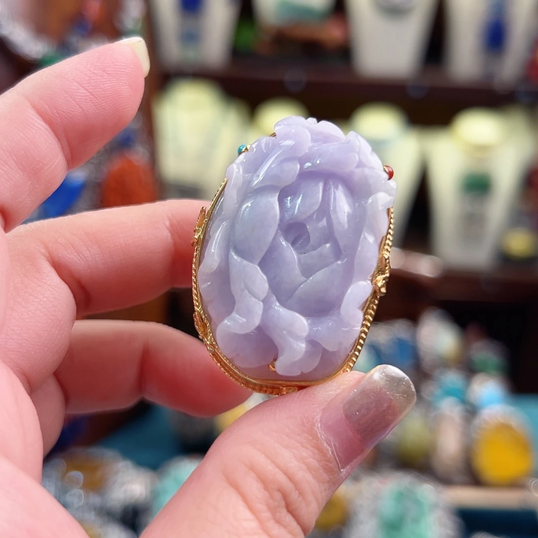 翡翠银S925镶嵌戒指国风