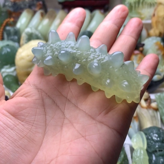 食***良蛇纹石玉未镶嵌岫玉手把件