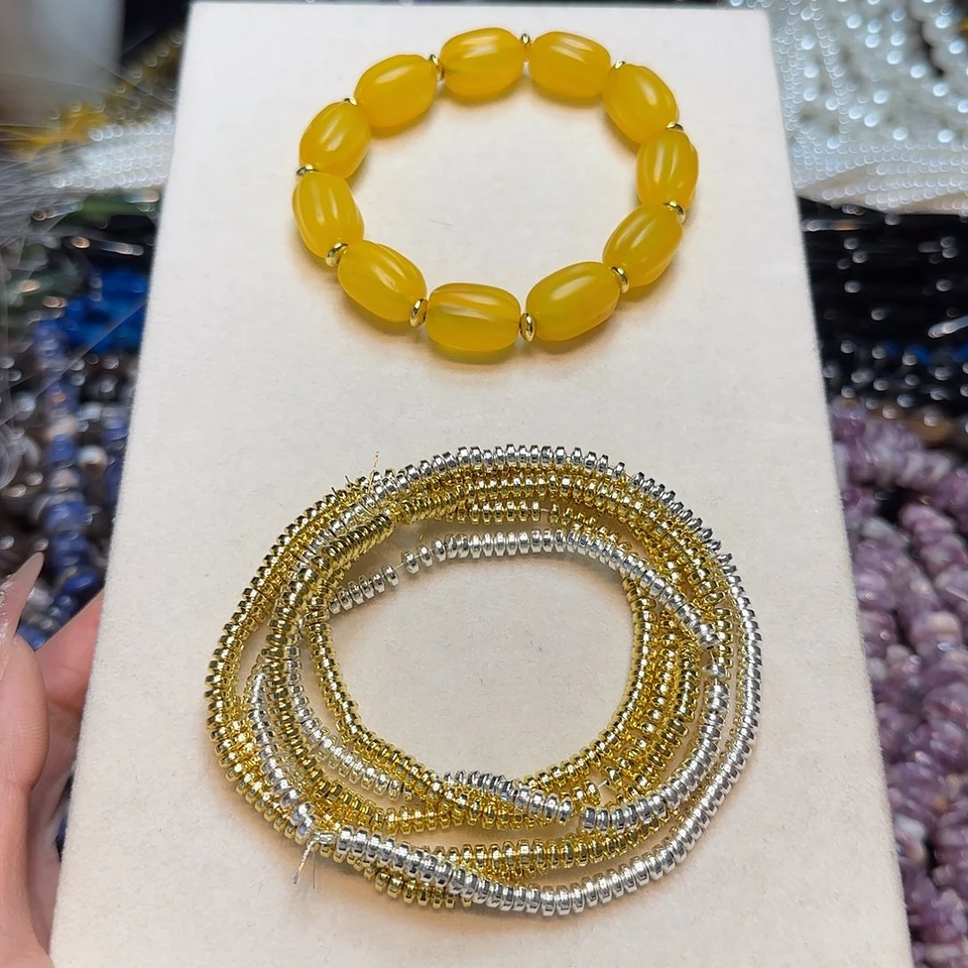 玛瑙/玉髓合金珠宝半成品4mm黑胆石到手2条