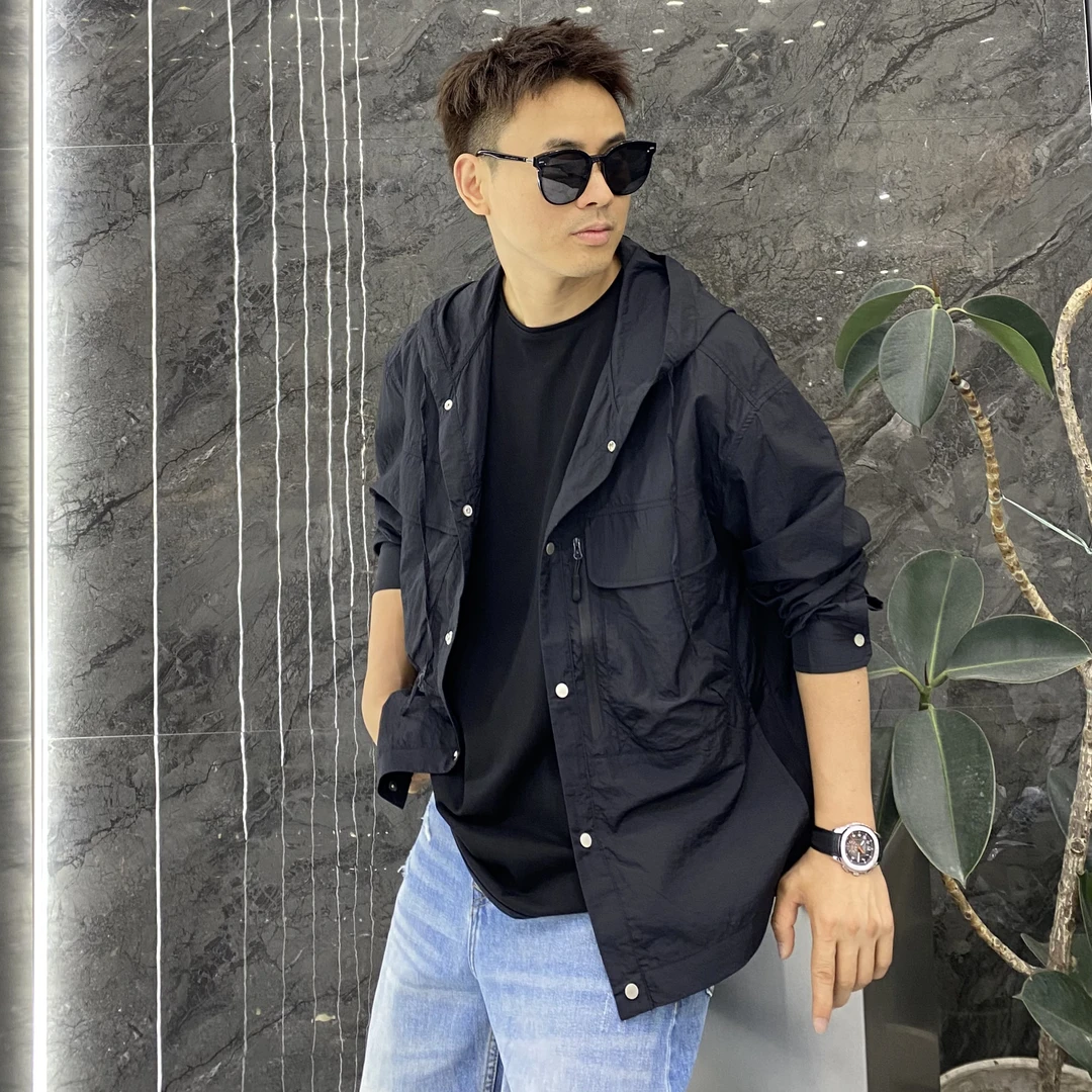 UPF50+轻薄防晒透气连帽工装多口袋外套痞帅百搭薄款夹克防晒衣夏