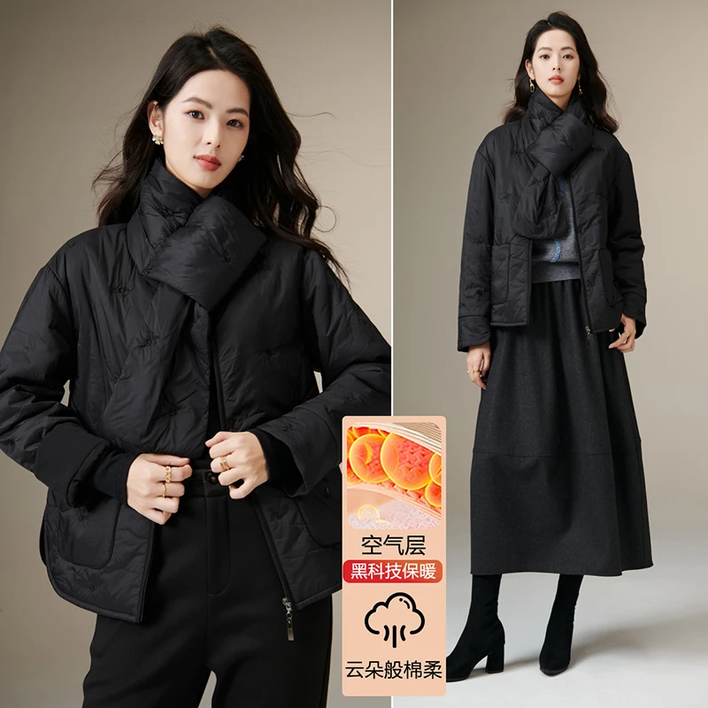 晚白【新品】2025冬百搭棉外套【送本布围脖】25110603