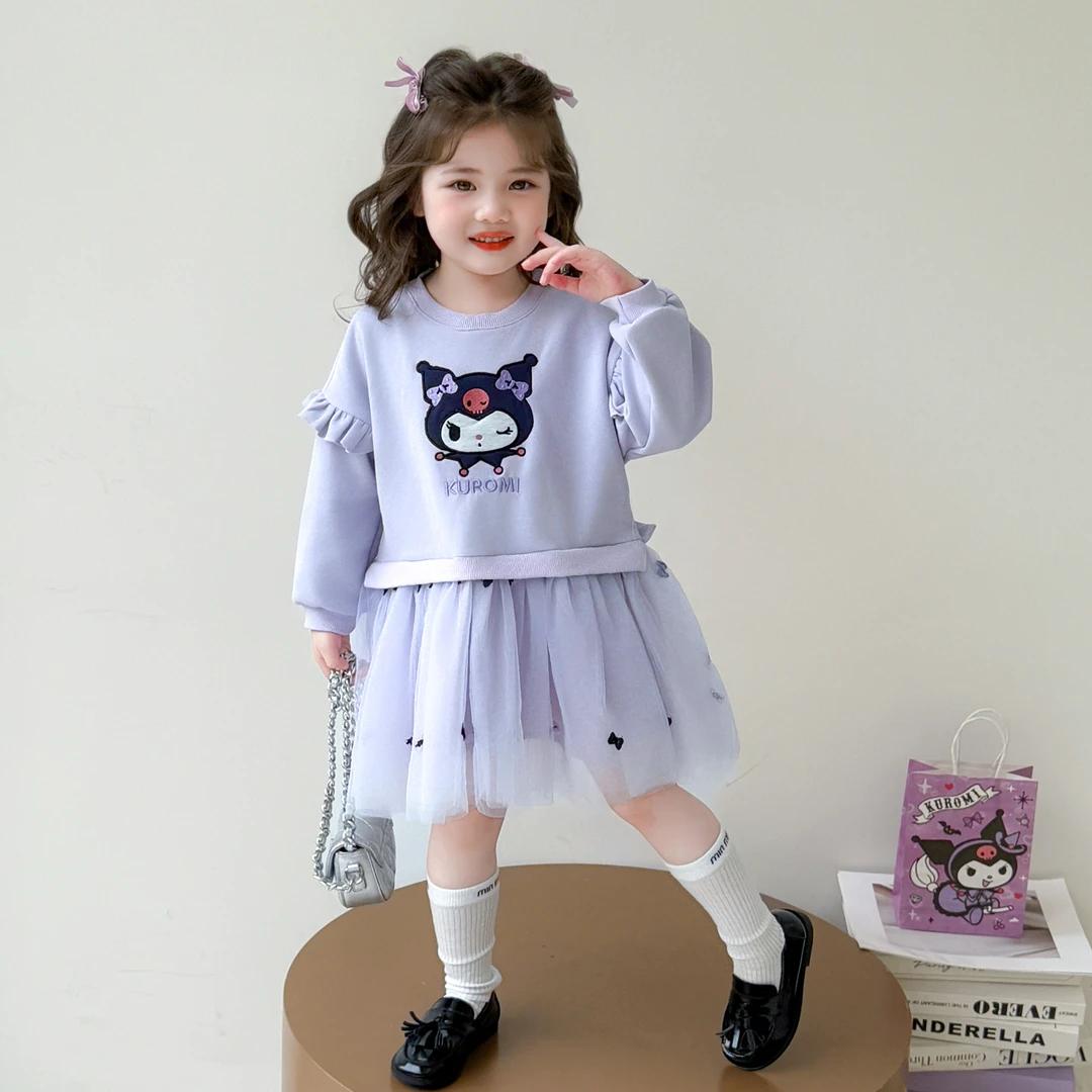 女童库洛米网纱连衣裙洋气儿童春秋装新款女宝宝卫衣裙子小女孩潮