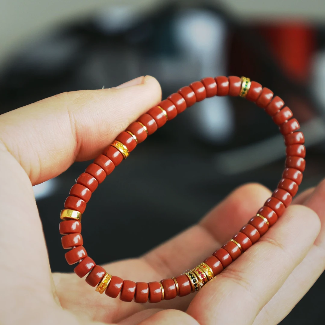 6*3 南红药片单圈手串牛血红百搭