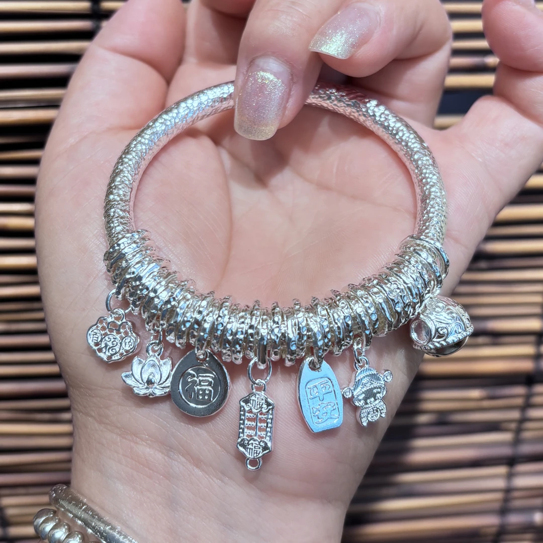 足9999串珠锤纹盘缠手镯民族风万贯闭口原创设计