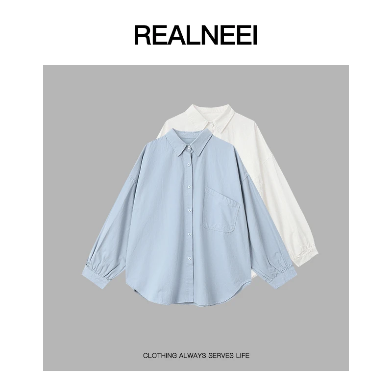 REALNEEI【寻迹自由】100棉叠穿衬衫长袖设计感休闲小众外套02131