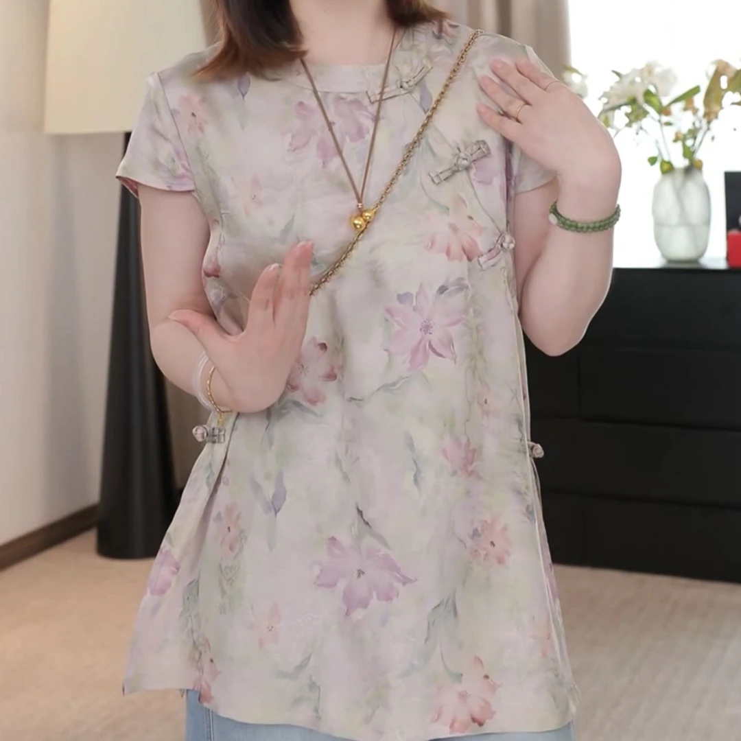 香朵儿时尚减龄风新中式提花衬衫女2025夏季新款甜美洋气百搭上衣