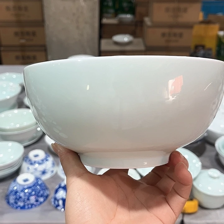 瓷片青黛7英寸罗汉面碗两个包邮