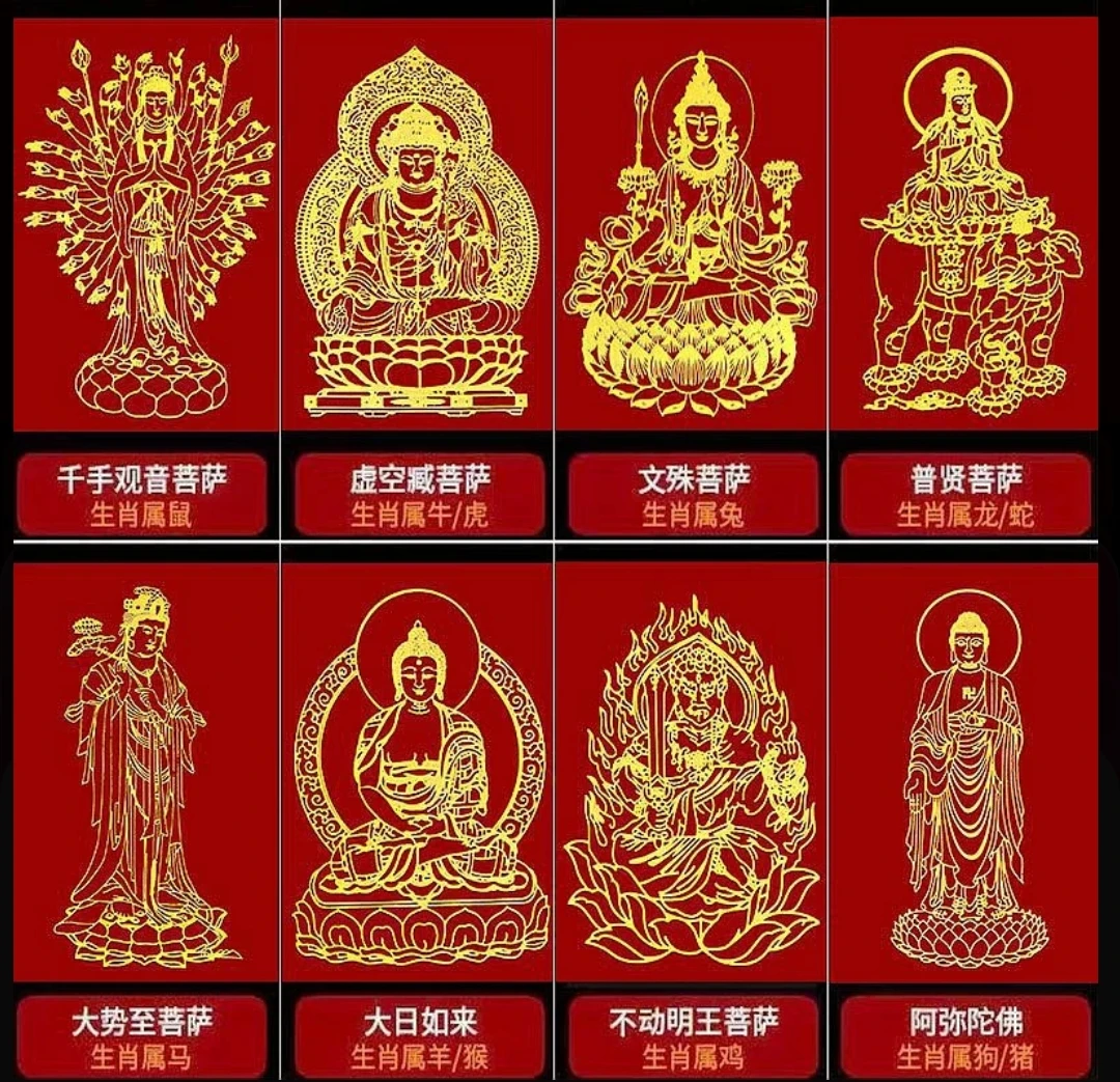 十二生肖手机贴纸虚空藏文殊千手观音大日如来属相金属装饰贴