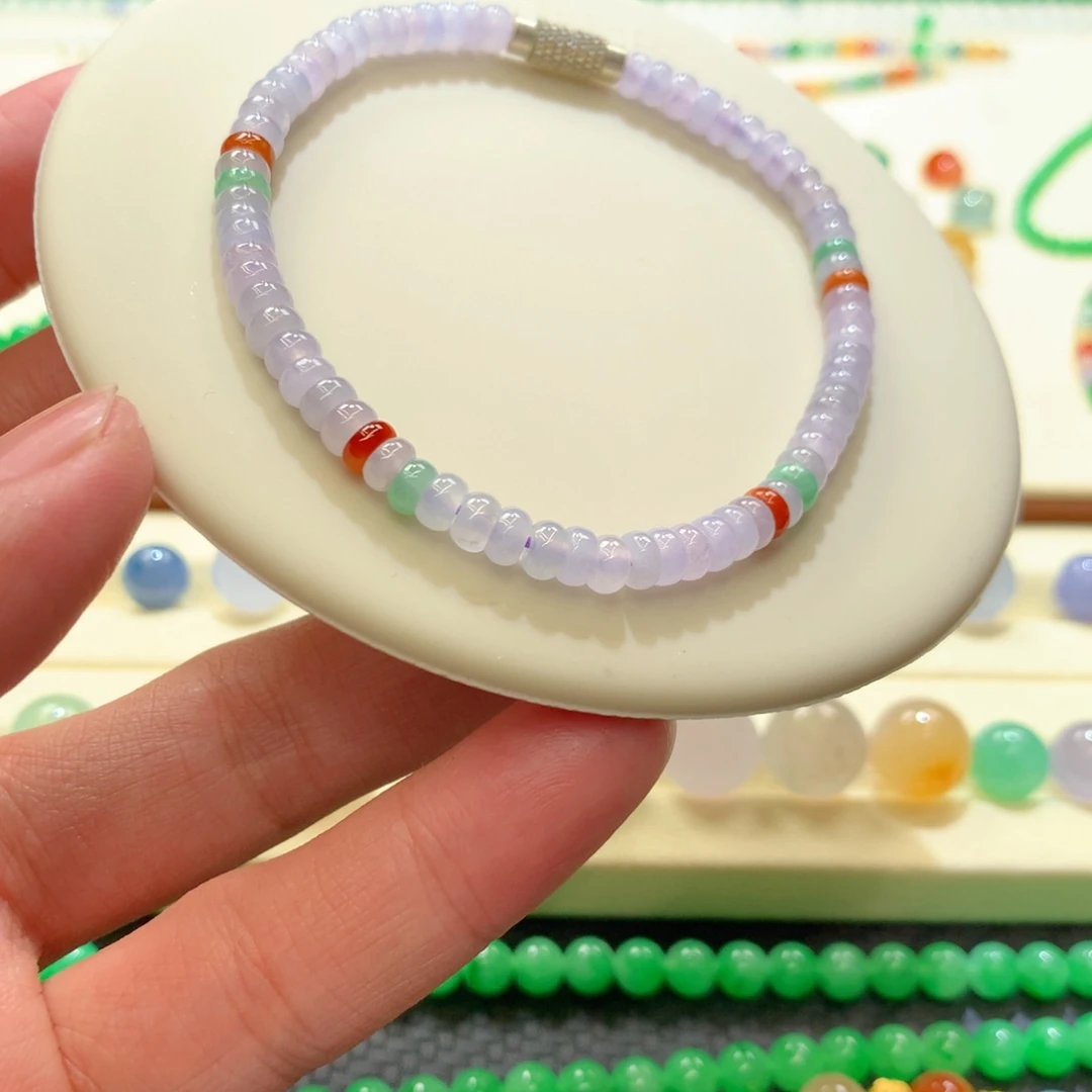 定制翡翠未镶嵌紫算盘珠，性价比