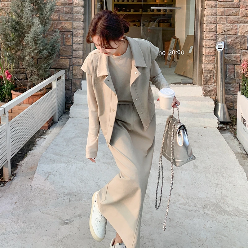 高级感时尚氛围感穿搭搭配三件套2025秋新款入秋一整套女装
