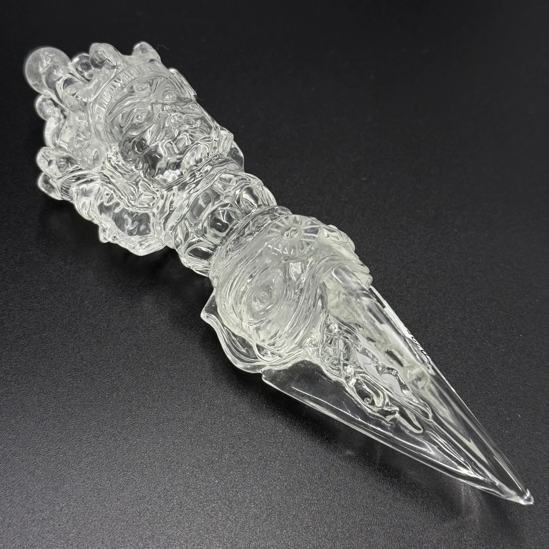 旧藏 水晶三面金刚橛摆件
