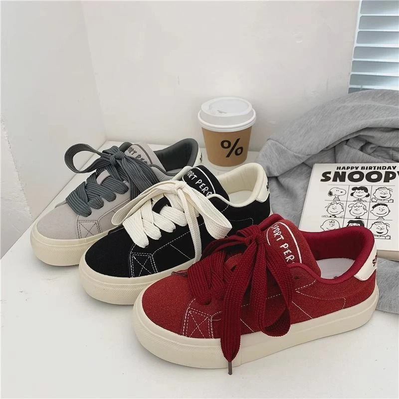 2025春秋新款百搭帆布鞋女ins潮运动鞋磨砂皮韩版原宿学生滑板鞋