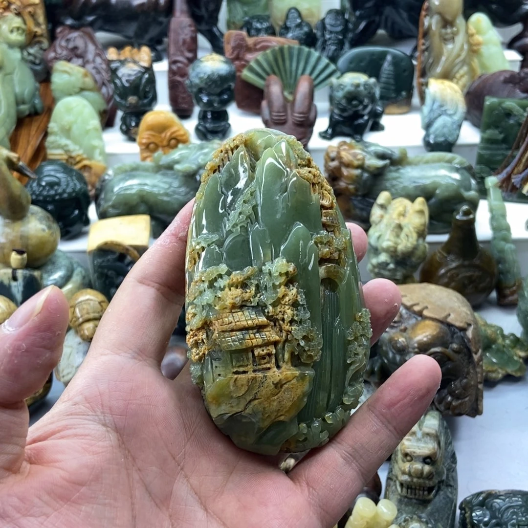 G***耀岫岩河磨玉（透闪石质玉）未镶嵌把件