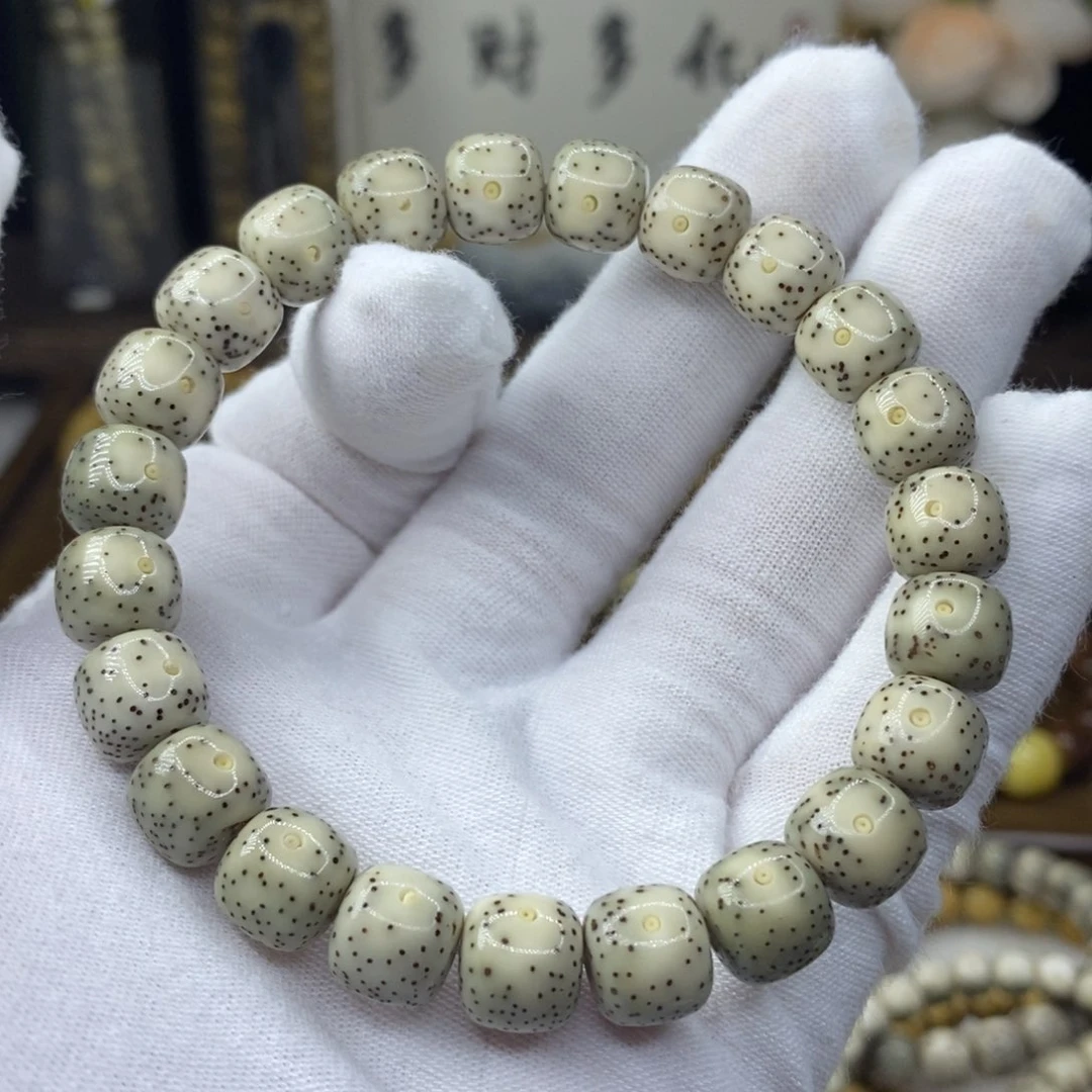 星月菩提手串S级金款10/9糯冰瓷白火龙果星无烟花