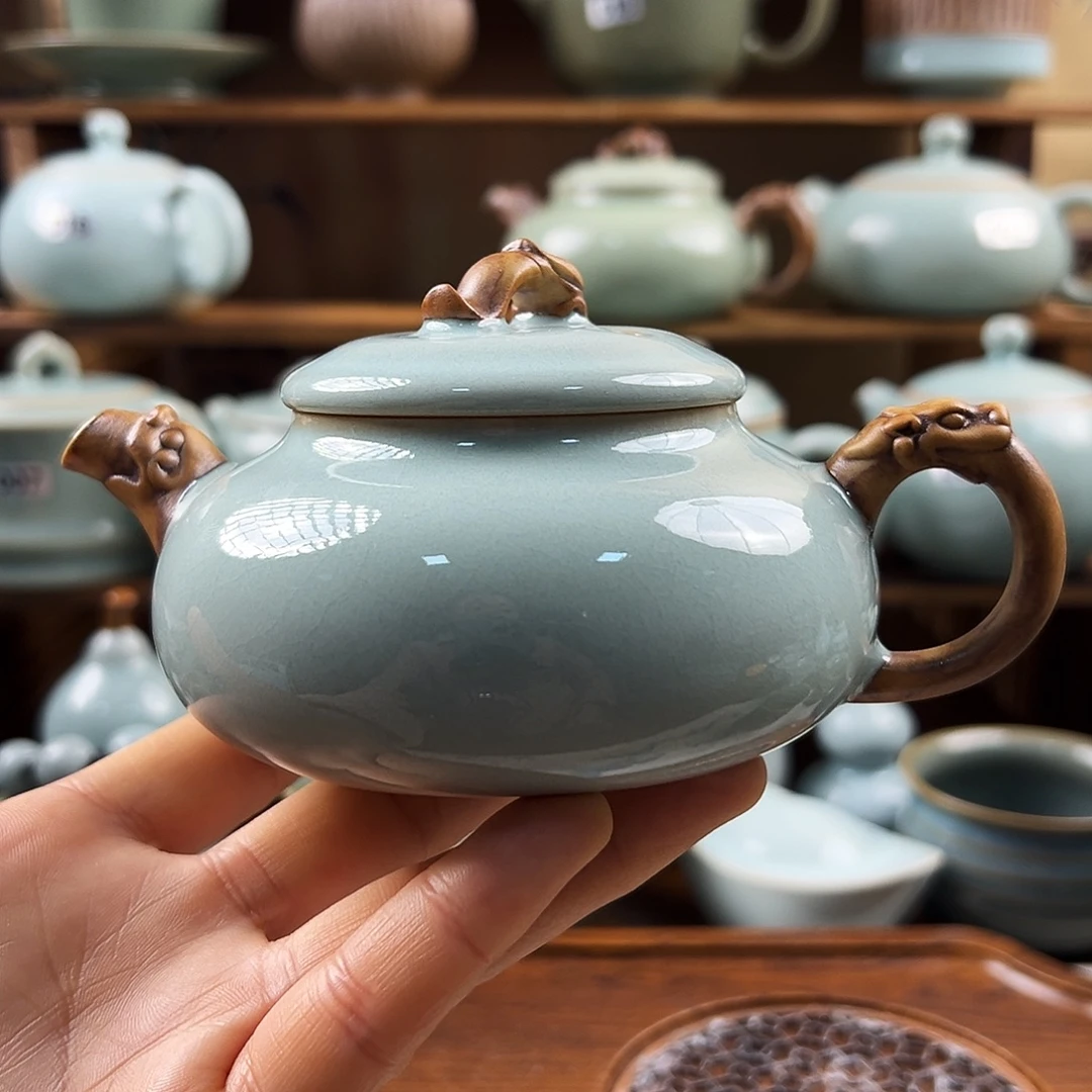 天青釉水玉龙壶省工赵琳