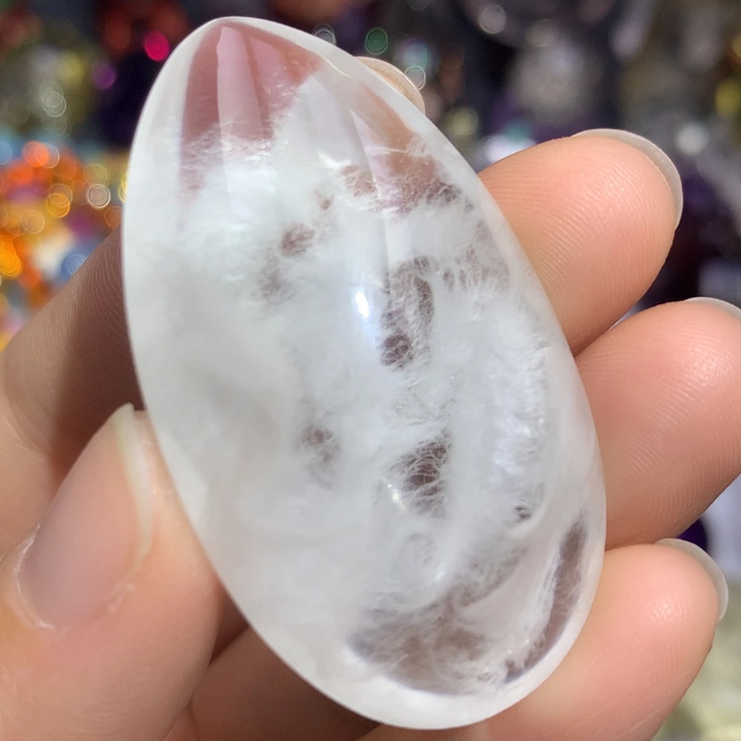 珠宝半成品水晶未镶嵌毕业级水晶白兔毛裸面