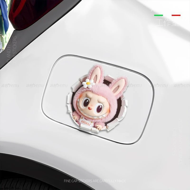 拉布布LABUBU汽车贴纸可爱卡通电动车摩托车前后保险杠遮挡刮痕贴