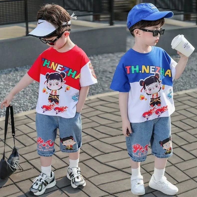 童装哪吒短袖套装2025夏季新款痞帅宝宝休闲两件套网红时髦衣服潮