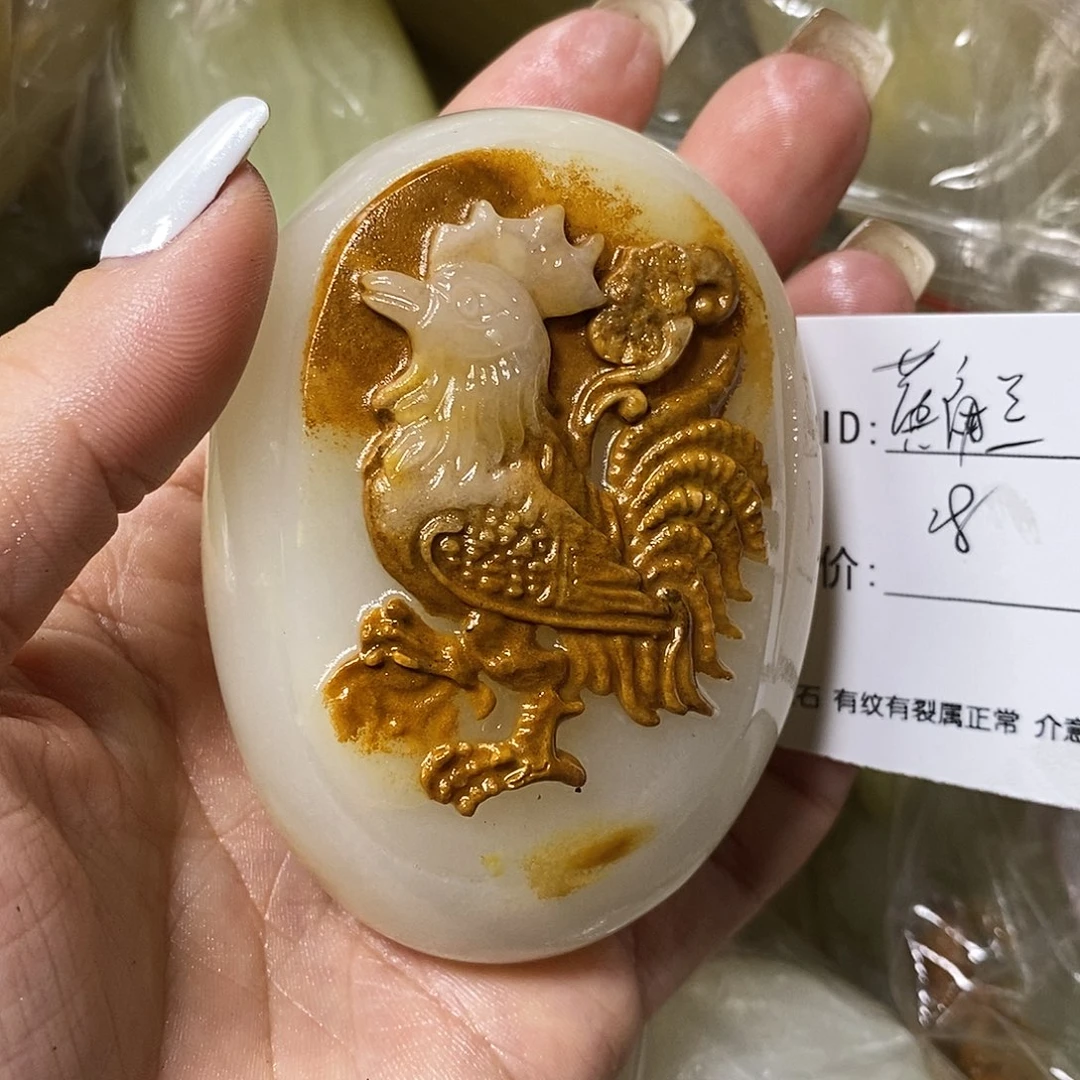 石材黄*兰古青石手把件