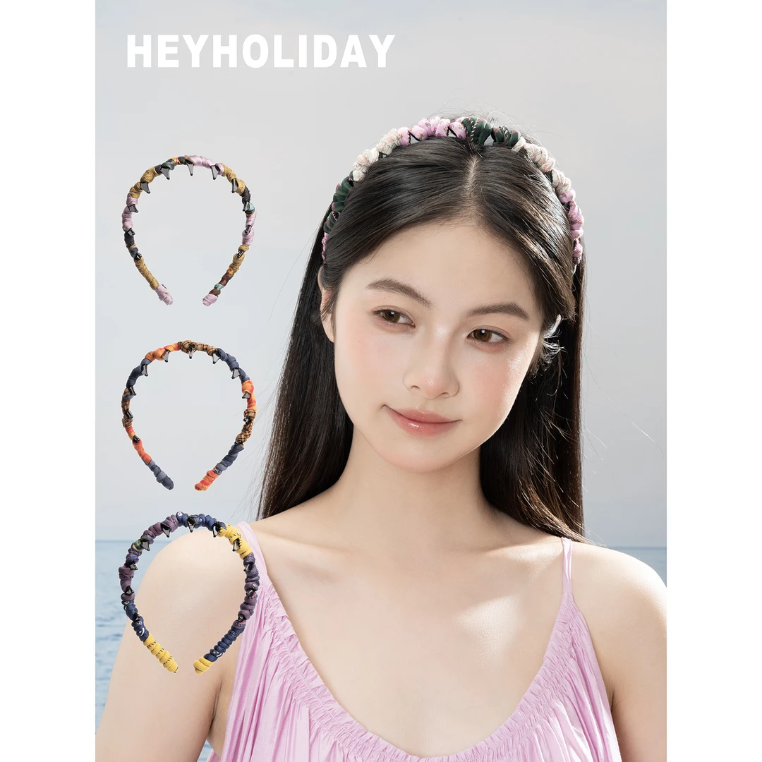 波浪发箍春夏新款2025百家布拼接发箍气质百搭少女发饰彩色时尚
