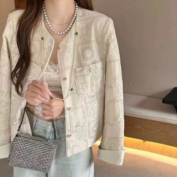 J85703#实体门店早春款新中式国风重工刺绣高级洋气外套香风外套